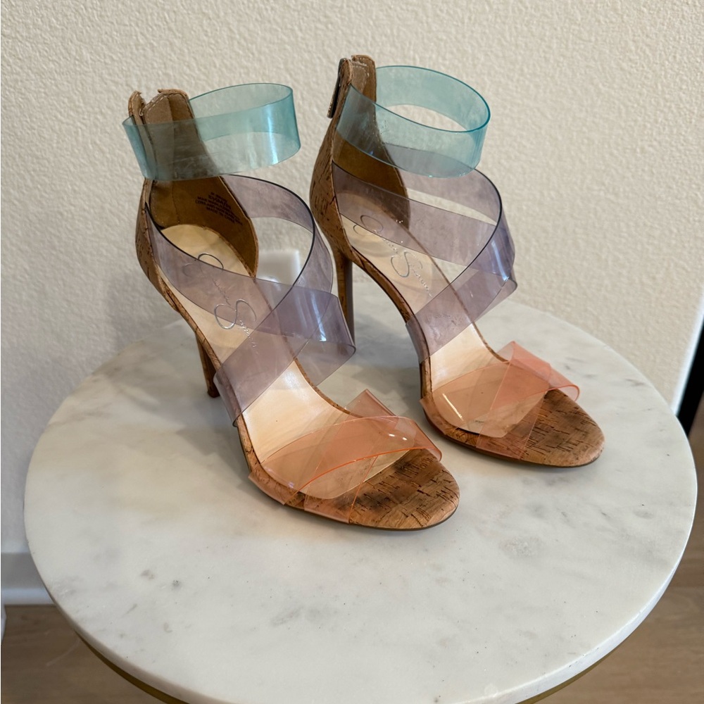 Jessica Simpson Natural Multi Color Cork Heel